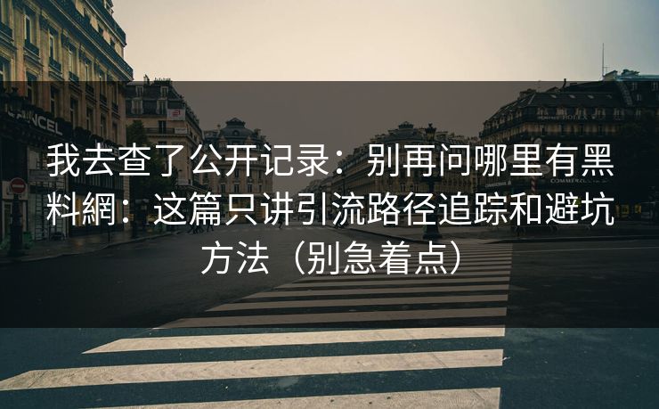 我去查了公开记录：别再问哪里有黑料網：这篇只讲引流路径追踪和避坑方法（别急着点）