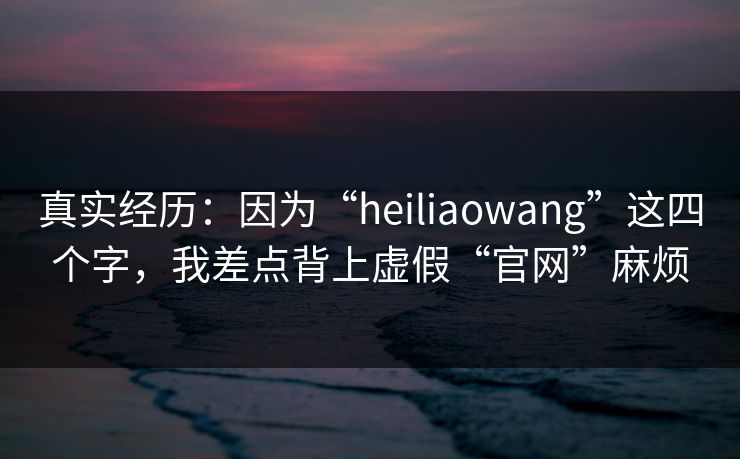 真实经历：因为“heiliaowang”这四个字，我差点背上虚假“官网”麻烦